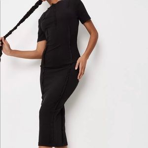 Misguided black exposed seam midaxi dress
